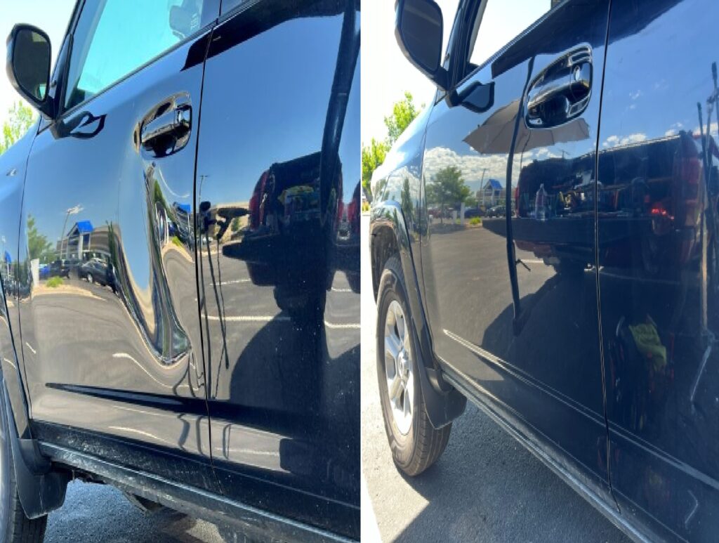 before and after door ding or dent on toyota 4runner